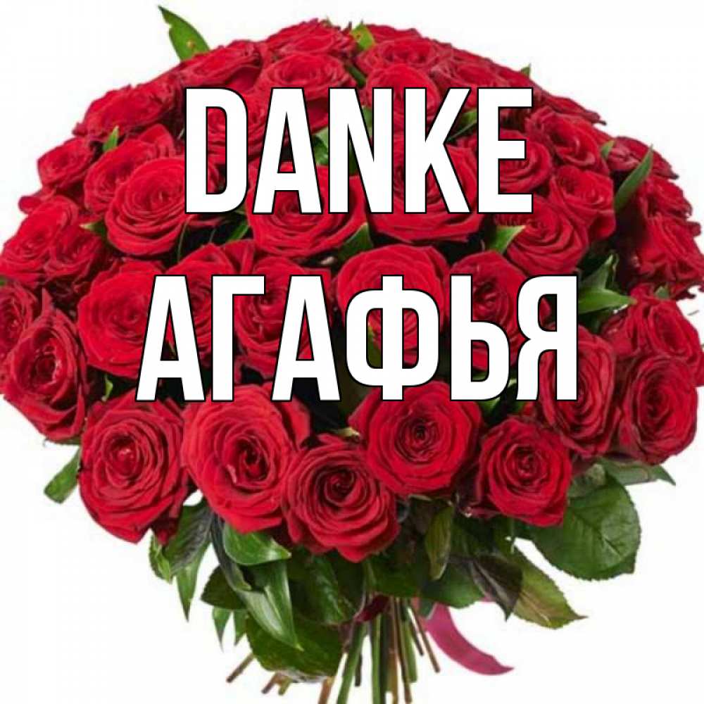 Открытка на каждый день с именем, Агафья Danke букет красных роз Прикольная открытка с пожеланием онлайн скачать бесплатно 