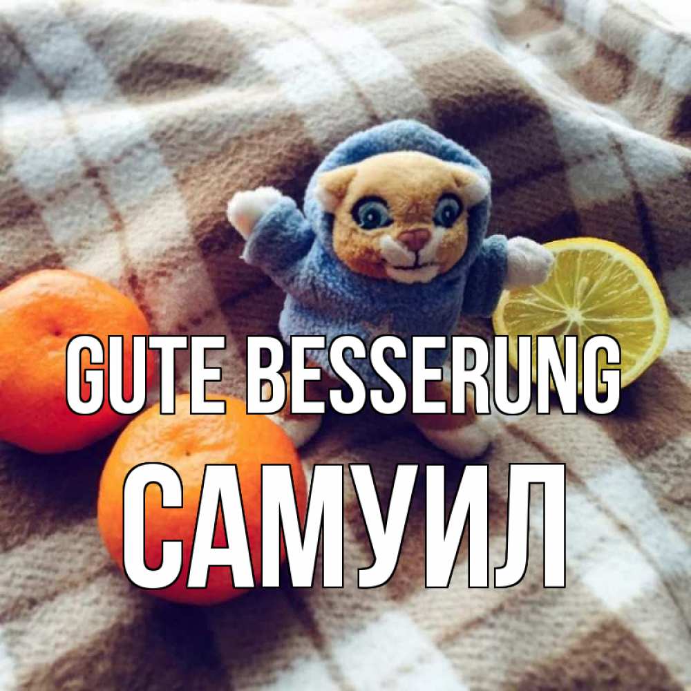 Открытка на каждый день с именем, Самуил Gute Besserung вот тебе апельсинка и лимон Прикольная открытка с пожеланием онлайн скачать бесплатно 