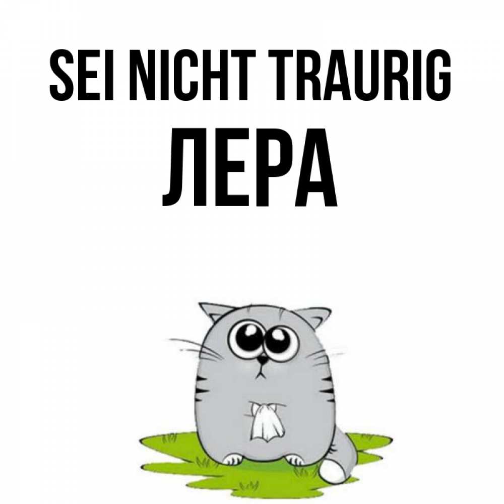 Открытка на каждый день с именем, Лера Sei nicht traurig грустный котяра Прикольная открытка с пожеланием онлайн скачать бесплатно 