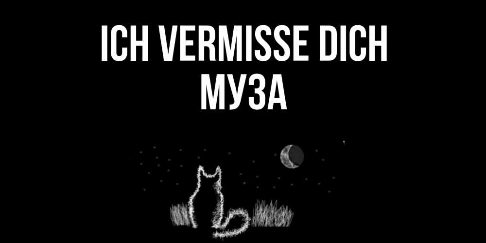 Открытка на каждый день с именем, Муза Ich vermisse dich кот Прикольная открытка с пожеланием онлайн скачать бесплатно 