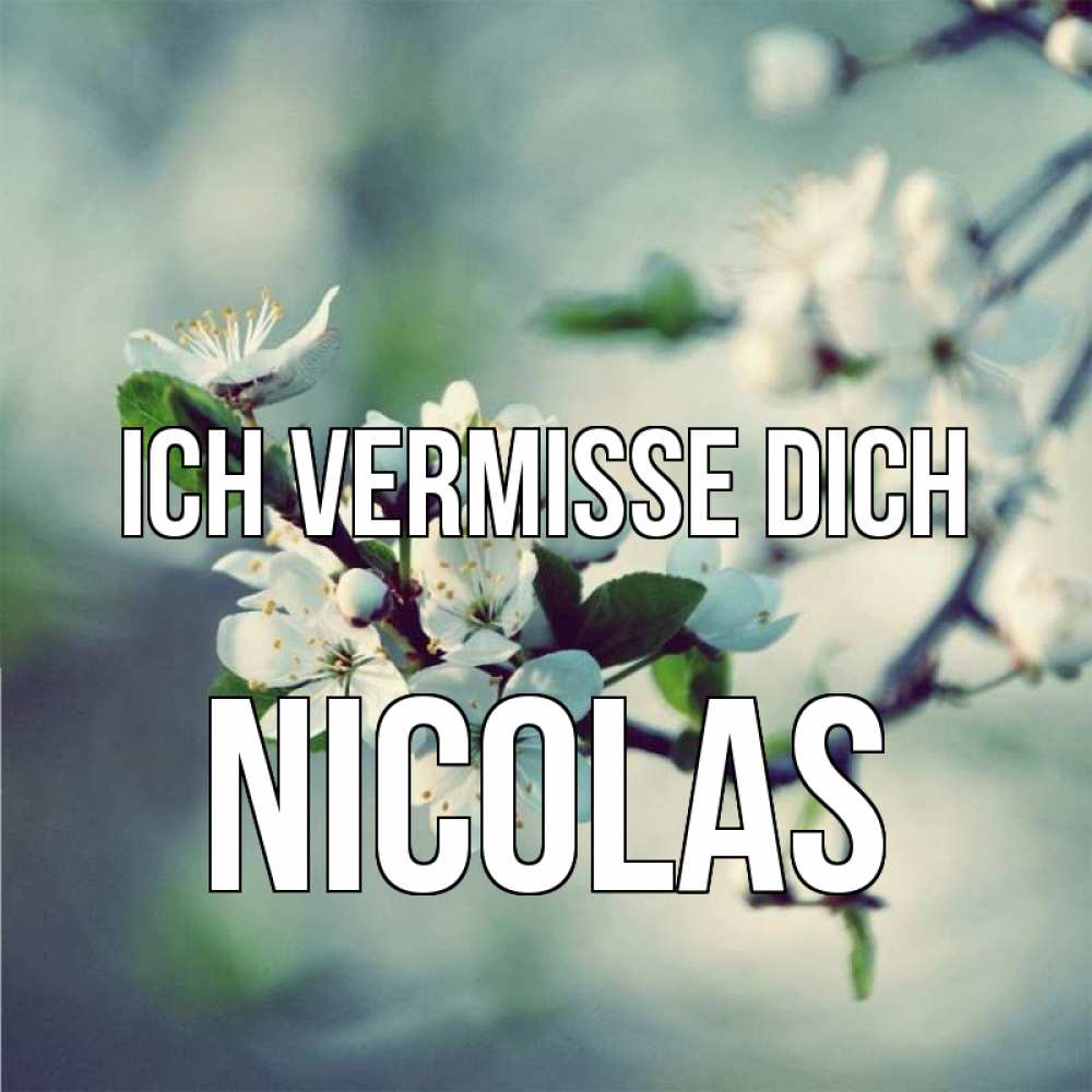 Открытка на каждый день с именем, Nicolas Ich vermisse dich весна Прикольная открытка с пожеланием онлайн скачать бесплатно 