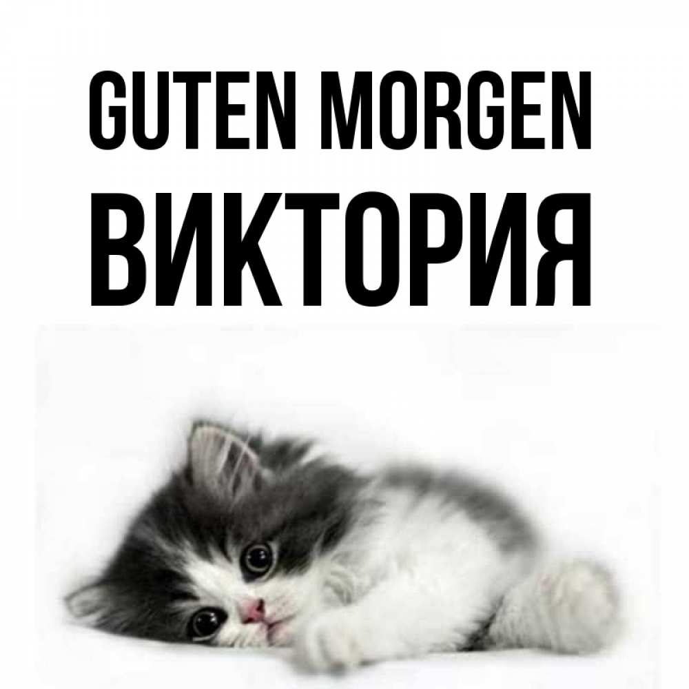 Открытка на каждый день с именем, Виктория Guten Morgen кот лапки Прикольная открытка с пожеланием онлайн скачать бесплатно 