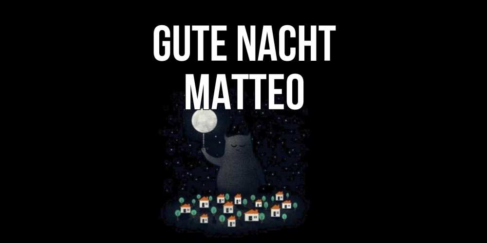 Открытка на каждый день с именем, Matteo Gute Nacht кот,луна, ночь, звезды Прикольная открытка с пожеланием онлайн скачать бесплатно 