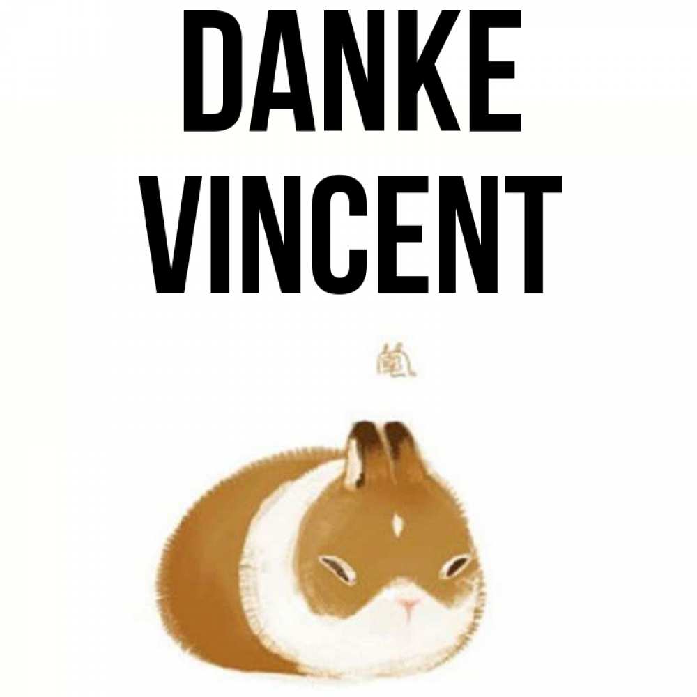 Открытка на каждый день с именем, Vincent Danke коричнево белый домашний питомец Прикольная открытка с пожеланием онлайн скачать бесплатно 