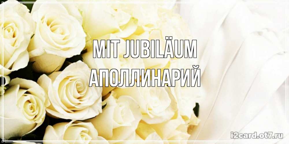 Открытка на каждый день с именем, Аполлинарий Mit Jubiläum белые розы в букете Прикольная открытка с пожеланием онлайн скачать бесплатно 