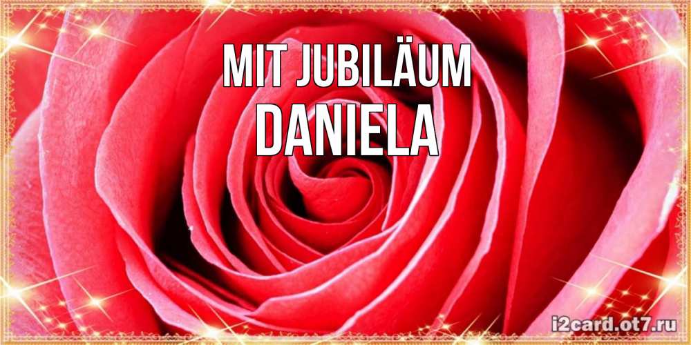 Открытка на каждый день с именем, Daniela Mit Jubiläum розовая роза очень крупный бутон Прикольная открытка с пожеланием онлайн скачать бесплатно 
