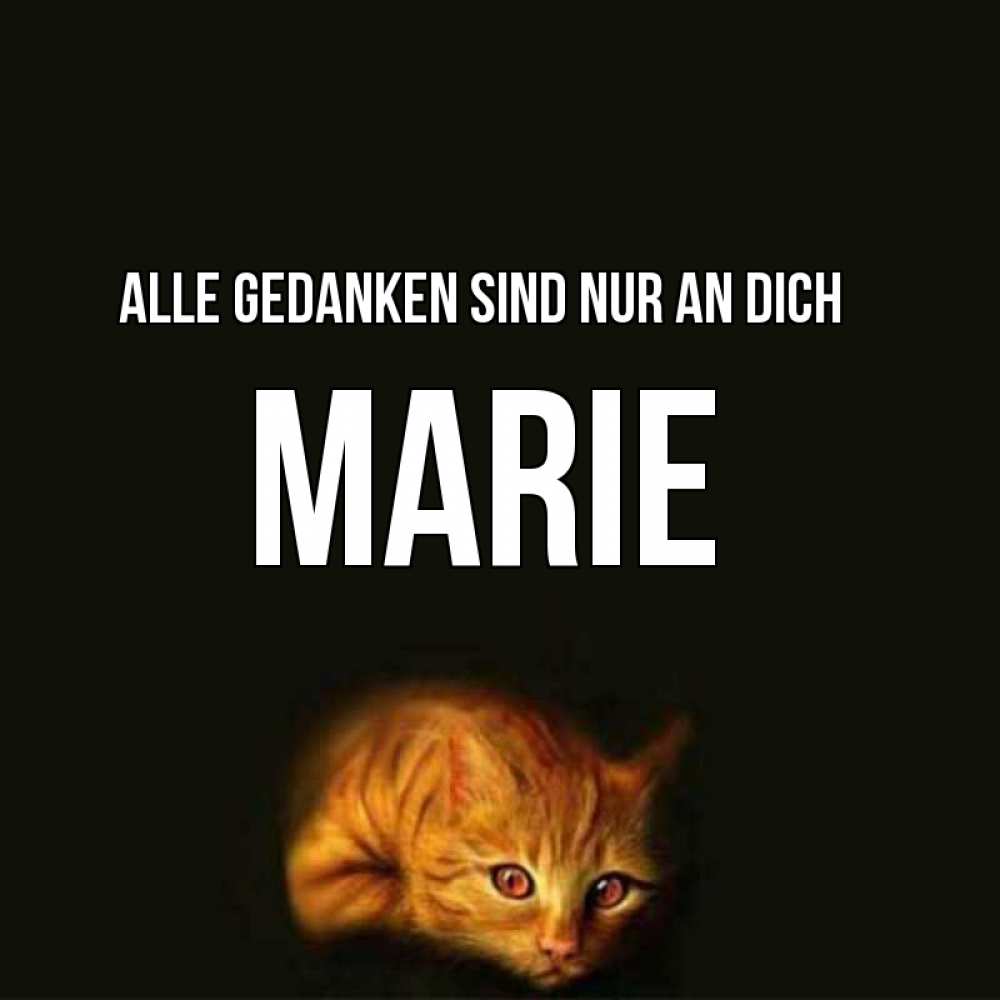 Открытка на каждый день с именем, Marie Alle Gedanken sind nur an dich рыжий Прикольная открытка с пожеланием онлайн скачать бесплатно 