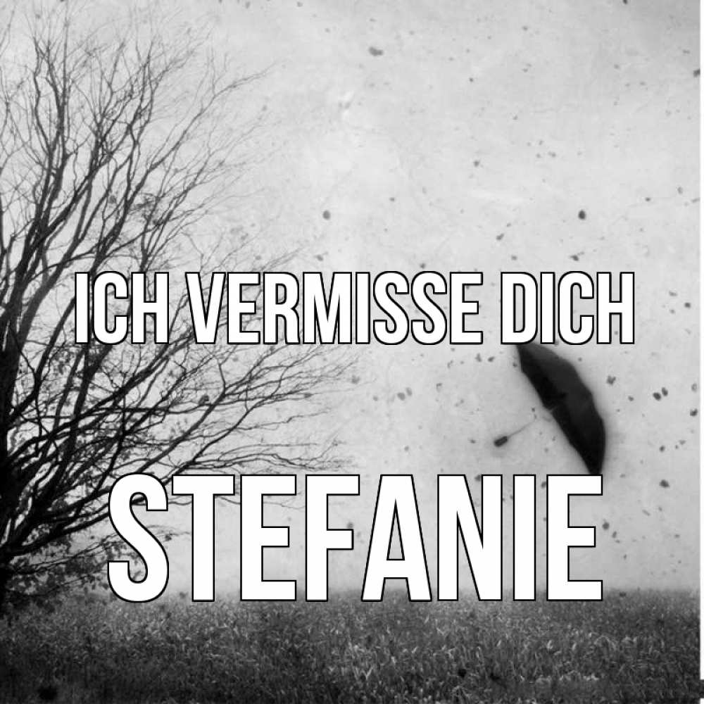 Открытка на каждый день с именем, Stefanie Ich vermisse dich зонт летит Прикольная открытка с пожеланием онлайн скачать бесплатно 