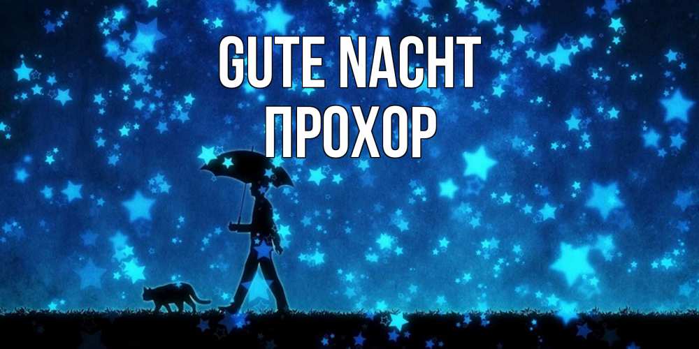 Открытка на каждый день с именем, Прохор Gute Nacht ночные прогулки с котом под звездами Прикольная открытка с пожеланием онлайн скачать бесплатно 