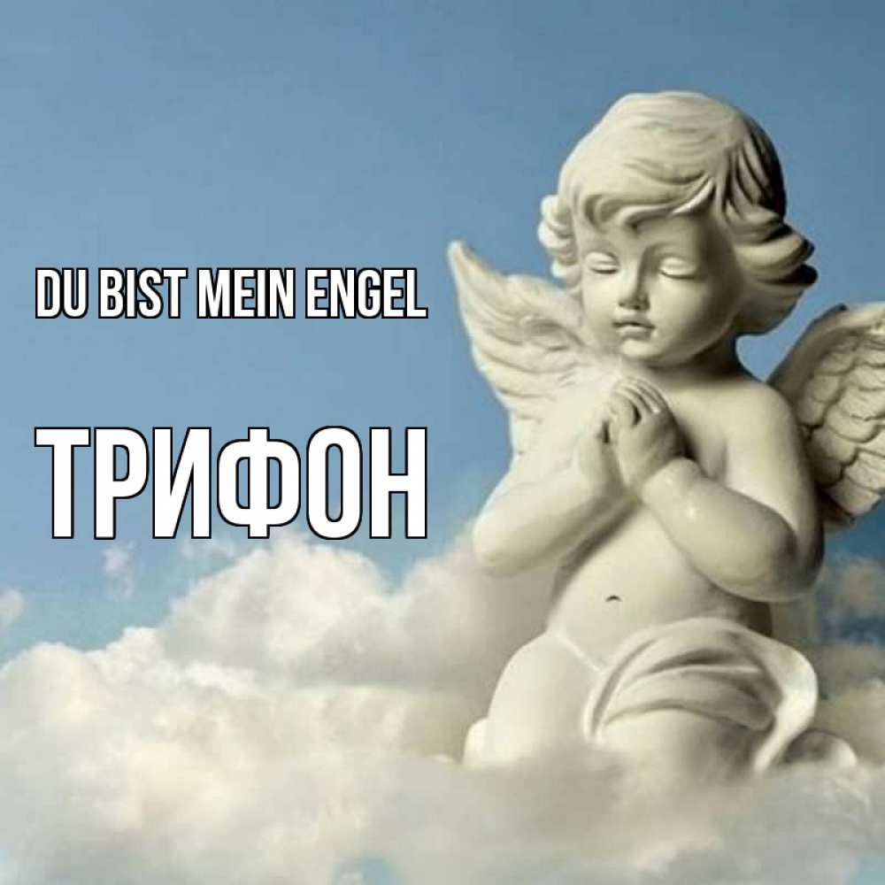Открытка на каждый день с именем, Трифон Du bist mein Engel скульптура ангела на небе Прикольная открытка с пожеланием онлайн скачать бесплатно 