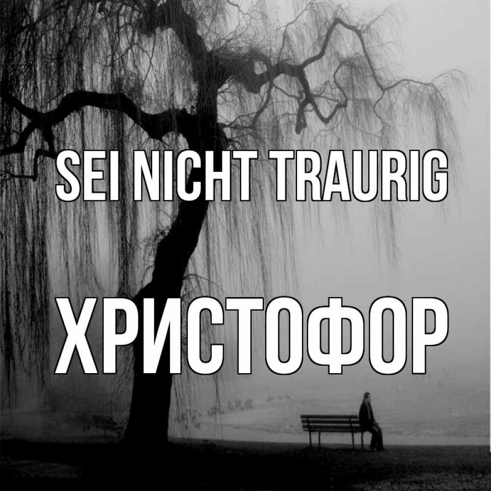 Открытка на каждый день с именем, Христофор Sei nicht traurig висящие ветки дерева и лавочка под деревом Прикольная открытка с пожеланием онлайн скачать бесплатно 