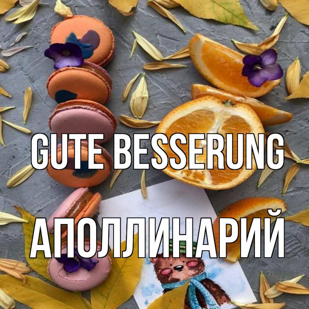 Открытка на каждый день с именем, Аполлинарий Gute Besserung не болейте Прикольная открытка с пожеланием онлайн скачать бесплатно 