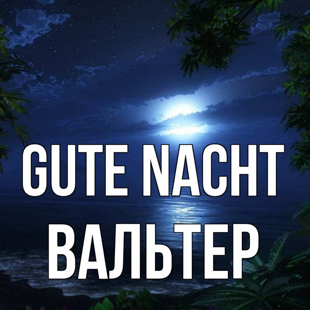 Открытка на каждый день с именем, Вальтер Gute Nacht тропический остров Прикольная открытка с пожеланием онлайн скачать бесплатно 