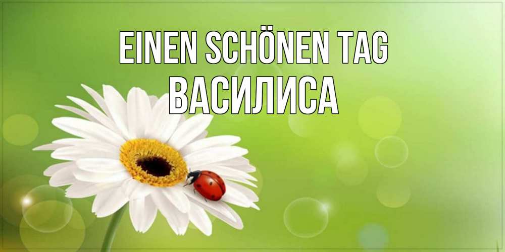 Открытка на каждый день с именем, Василиса Einen schönen Tag зеленый фон и ромашка Прикольная открытка с пожеланием онлайн скачать бесплатно 