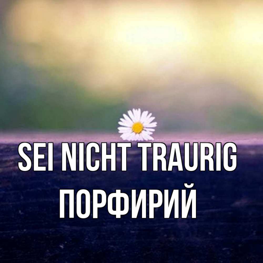 Открытка на каждый день с именем, Порфирий Sei nicht traurig красота Прикольная открытка с пожеланием онлайн скачать бесплатно 