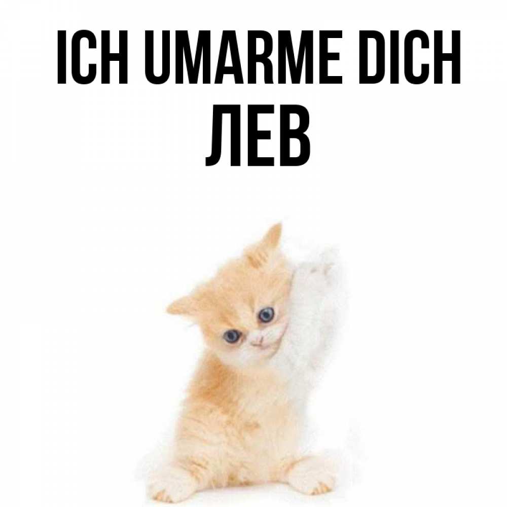 Открытка на каждый день с именем, Лев Ich umarme dich я хочу очень скорее обнимаешек Прикольная открытка с пожеланием онлайн скачать бесплатно 