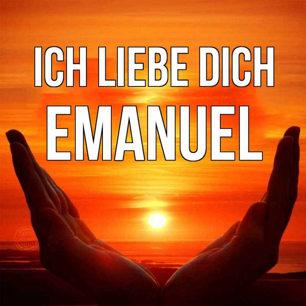 Открытка на каждый день с именем, Emanuel Ich liebe dich в руках Прикольная открытка с пожеланием онлайн скачать бесплатно 