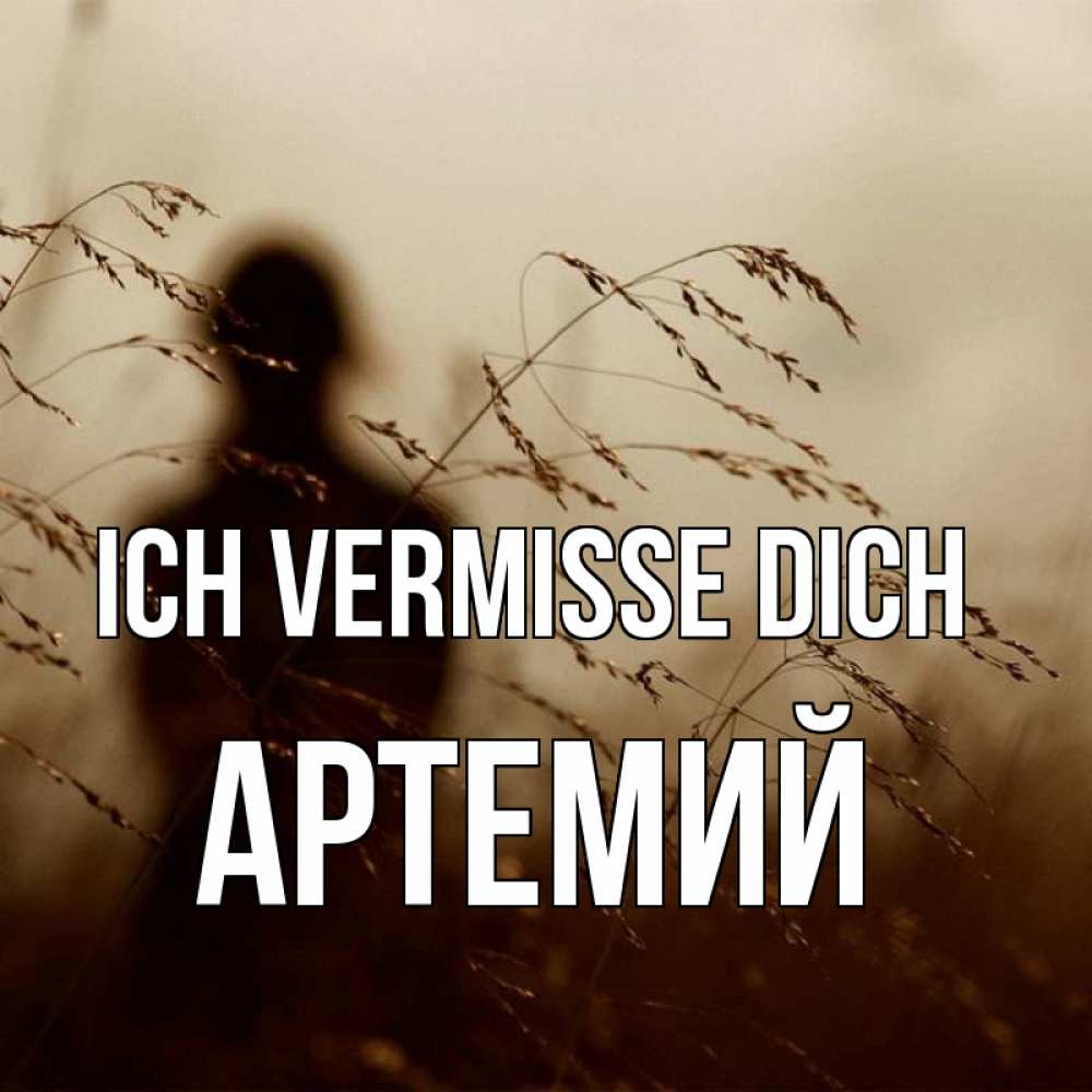 Открытка на каждый день с именем, Артемий Ich vermisse dich силуэт девушки Прикольная открытка с пожеланием онлайн скачать бесплатно 