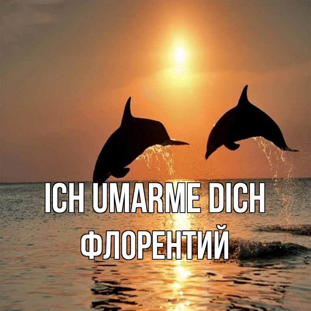 Открытка на каждый день с именем, Флорентий Ich umarme dich рыбы на закате Прикольная открытка с пожеланием онлайн скачать бесплатно 