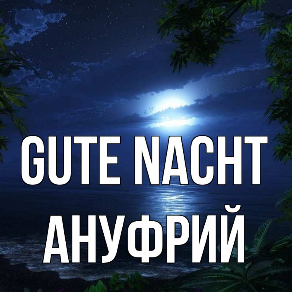 Открытка на каждый день с именем, Ануфрий Gute Nacht тропический остров Прикольная открытка с пожеланием онлайн скачать бесплатно 