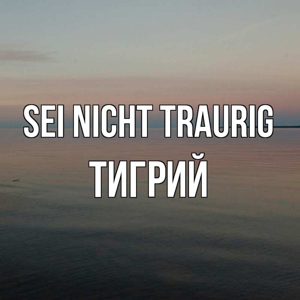 Открытка на каждый день с именем, Тигрий Sei nicht traurig водная гладь Прикольная открытка с пожеланием онлайн скачать бесплатно 