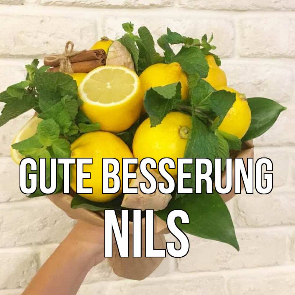 Открытка на каждый день с именем, Nils Gute Besserung витамины Прикольная открытка с пожеланием онлайн скачать бесплатно 