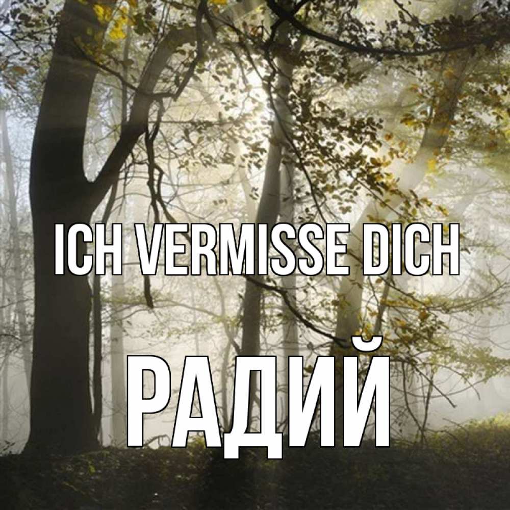 Открытка на каждый день с именем, Радий Ich vermisse dich грустно Прикольная открытка с пожеланием онлайн скачать бесплатно 