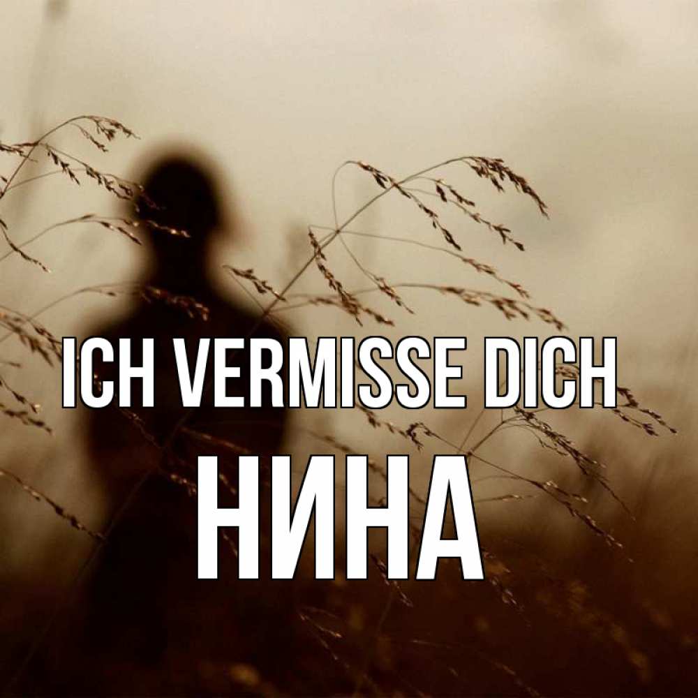 Открытка на каждый день с именем, Нина Ich vermisse dich силуэт девушки Прикольная открытка с пожеланием онлайн скачать бесплатно 