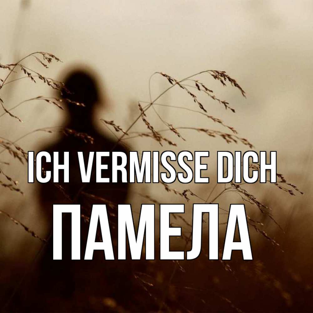 Открытка на каждый день с именем, Памела Ich vermisse dich силуэт девушки Прикольная открытка с пожеланием онлайн скачать бесплатно 
