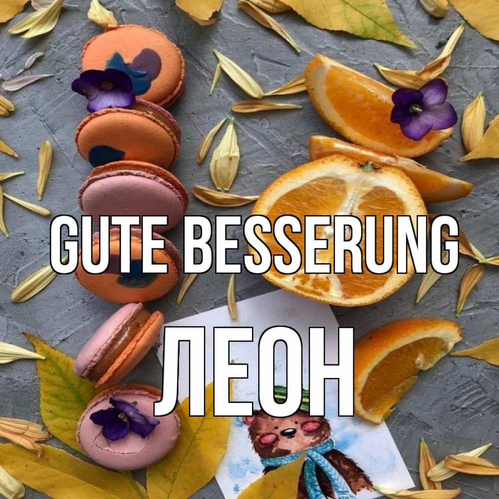 Открытка на каждый день с именем, Леон Gute Besserung не болейте Прикольная открытка с пожеланием онлайн скачать бесплатно 