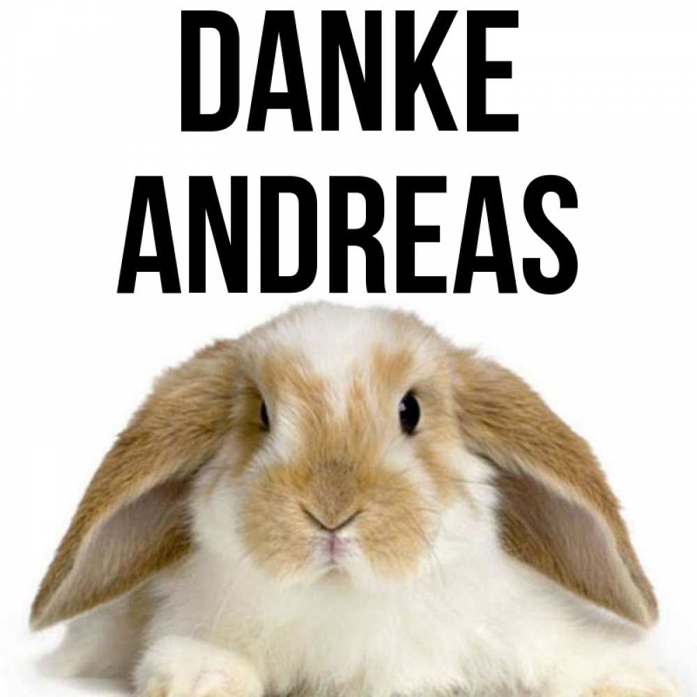Открытка на каждый день с именем, Andreas Danke коричнево белый заяц Прикольная открытка с пожеланием онлайн скачать бесплатно 