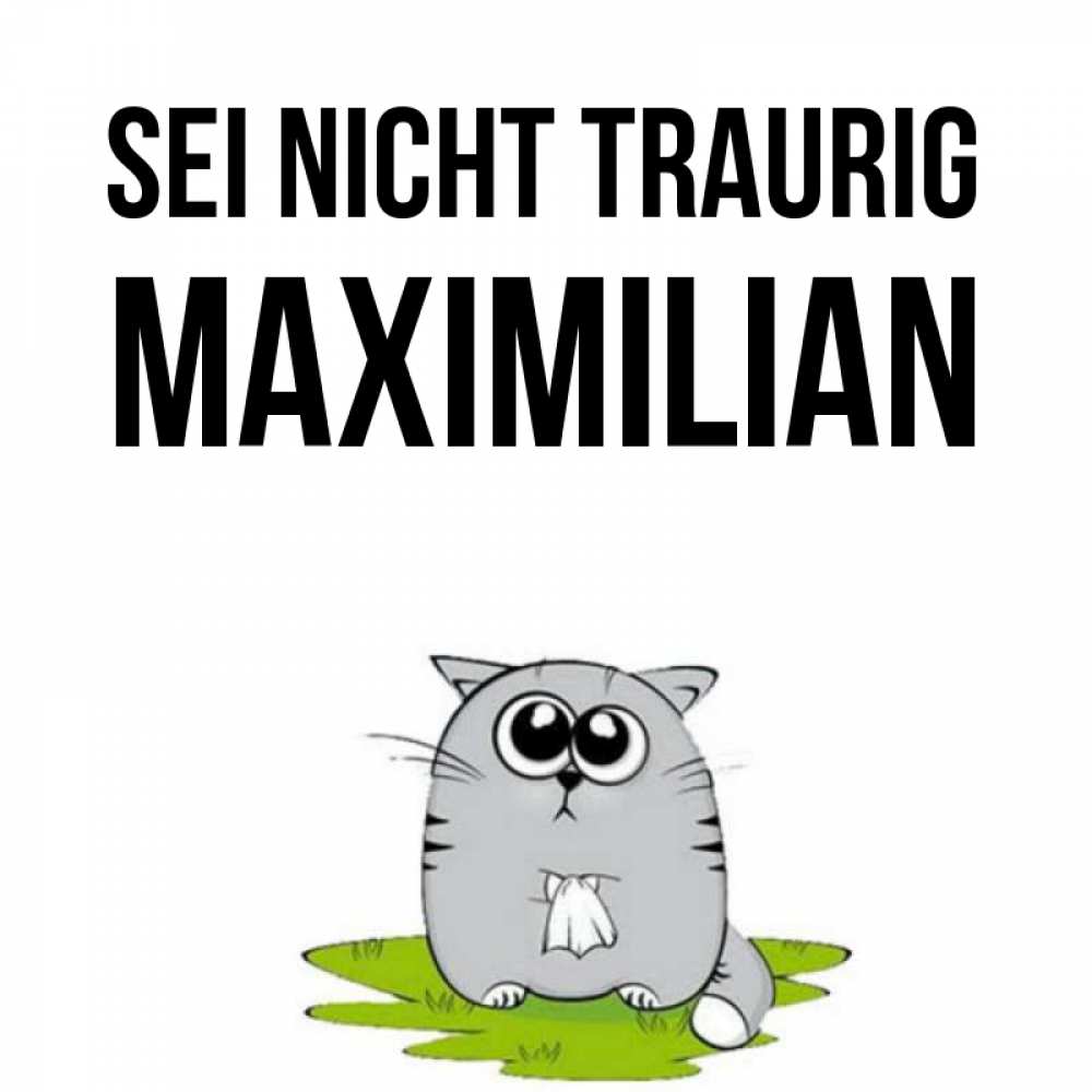 Открытка на каждый день с именем, Maximilian Sei nicht traurig грустный котяра Прикольная открытка с пожеланием онлайн скачать бесплатно 