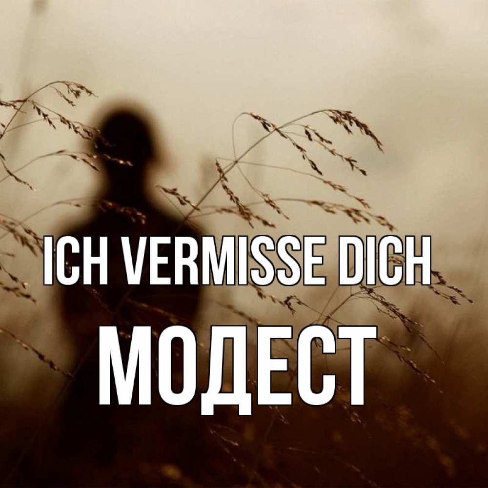 Открытка на каждый день с именем, Модест Ich vermisse dich силуэт девушки Прикольная открытка с пожеланием онлайн скачать бесплатно 