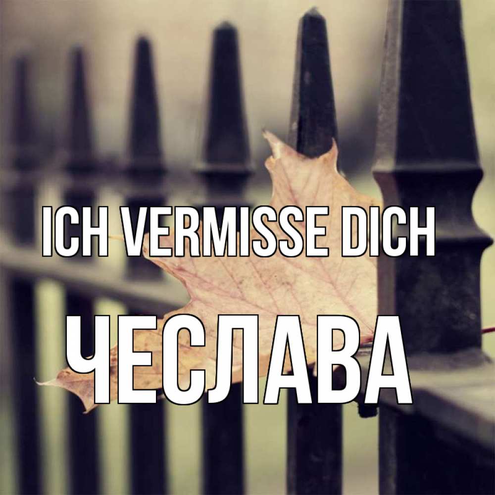 Открытка на каждый день с именем, Чеслава Ich vermisse dich очень скучно Прикольная открытка с пожеланием онлайн скачать бесплатно 