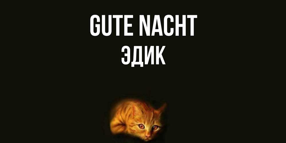 Открытка на каждый день с именем, Эдик Gute Nacht кот Прикольная открытка с пожеланием онлайн скачать бесплатно 