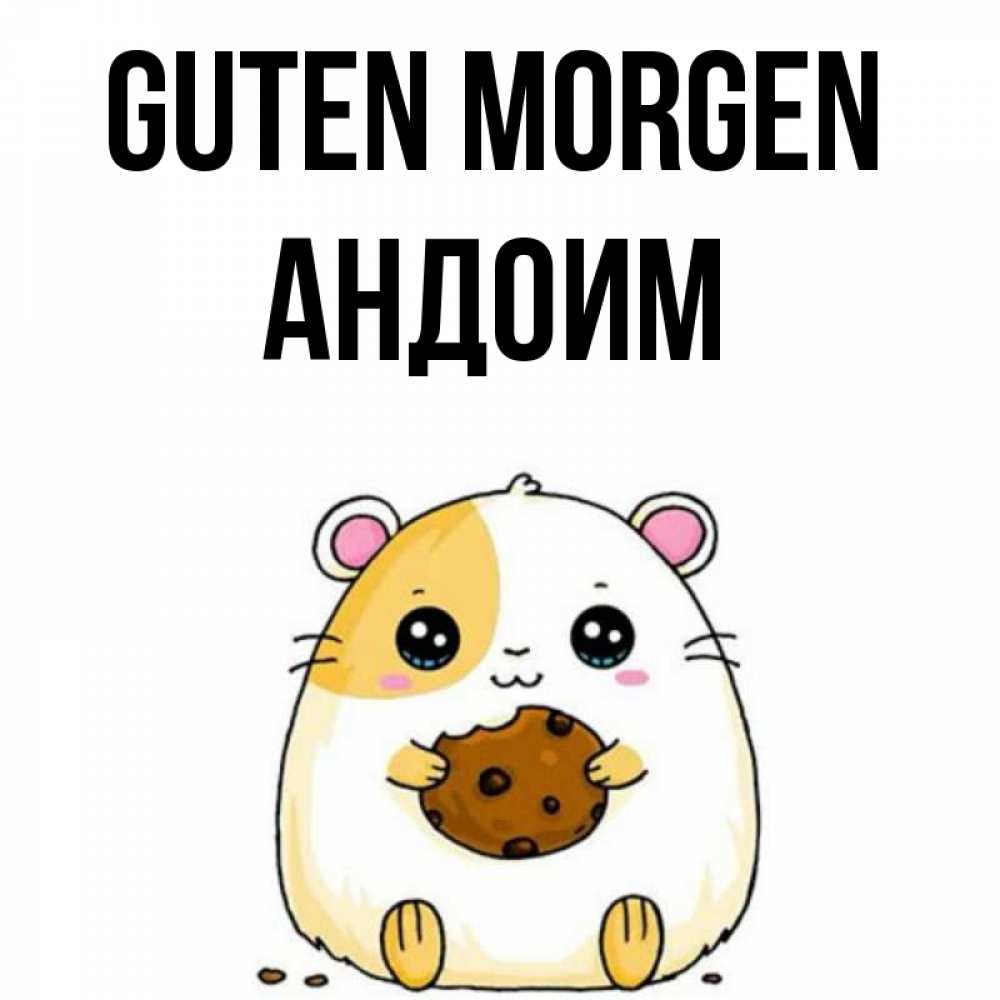 Открытка на каждый день с именем, Андоим Guten Morgen есть печеньку. Утречко Прикольная открытка с пожеланием онлайн скачать бесплатно 