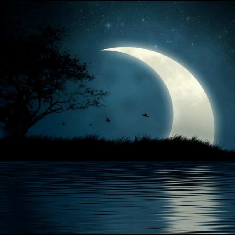 Открытка месяц  вода  Gute Nacht 