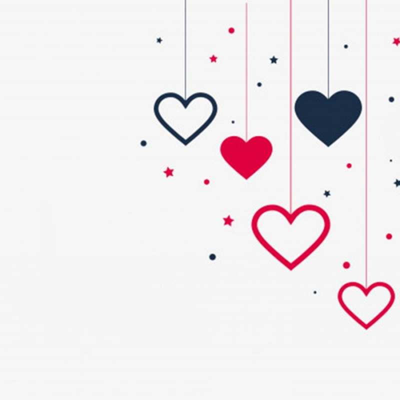 Открытка сердечки на ниточках  красное и черное  Ich wünsche dir viel Glück 