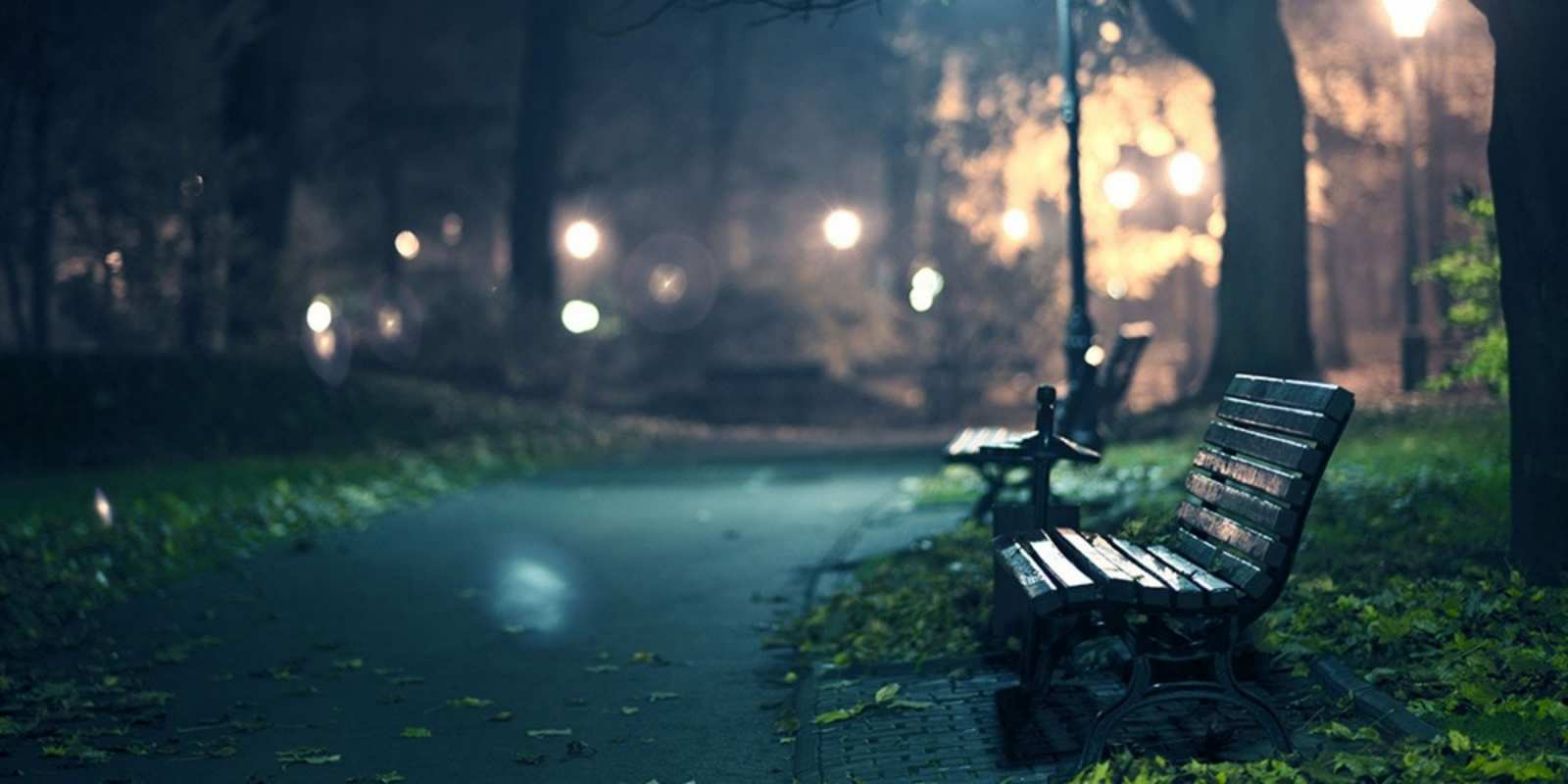 Открытка ночная улица с лавочкой открытка для пожелания сладких снов Gute Nacht 