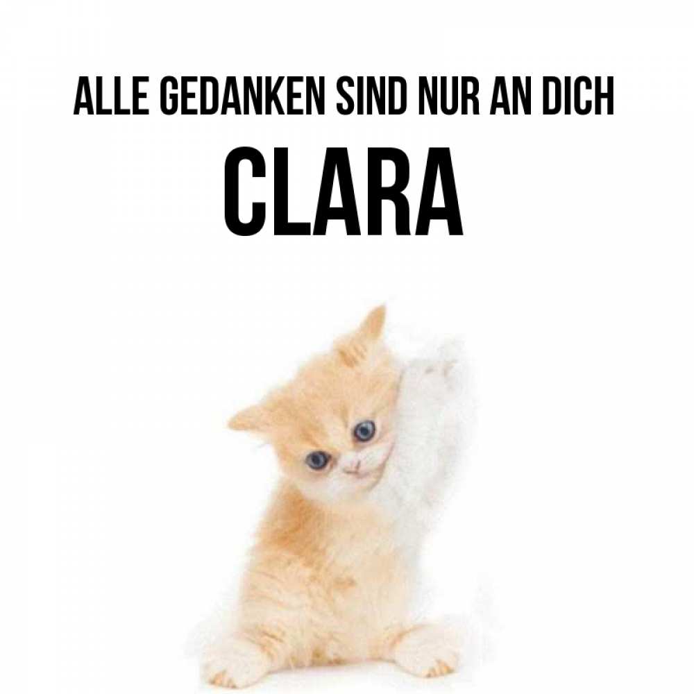 Открытка на каждый день с именем, Clara Alle Gedanken sind nur an dich зверушки и милота Прикольная открытка с пожеланием онлайн скачать бесплатно 