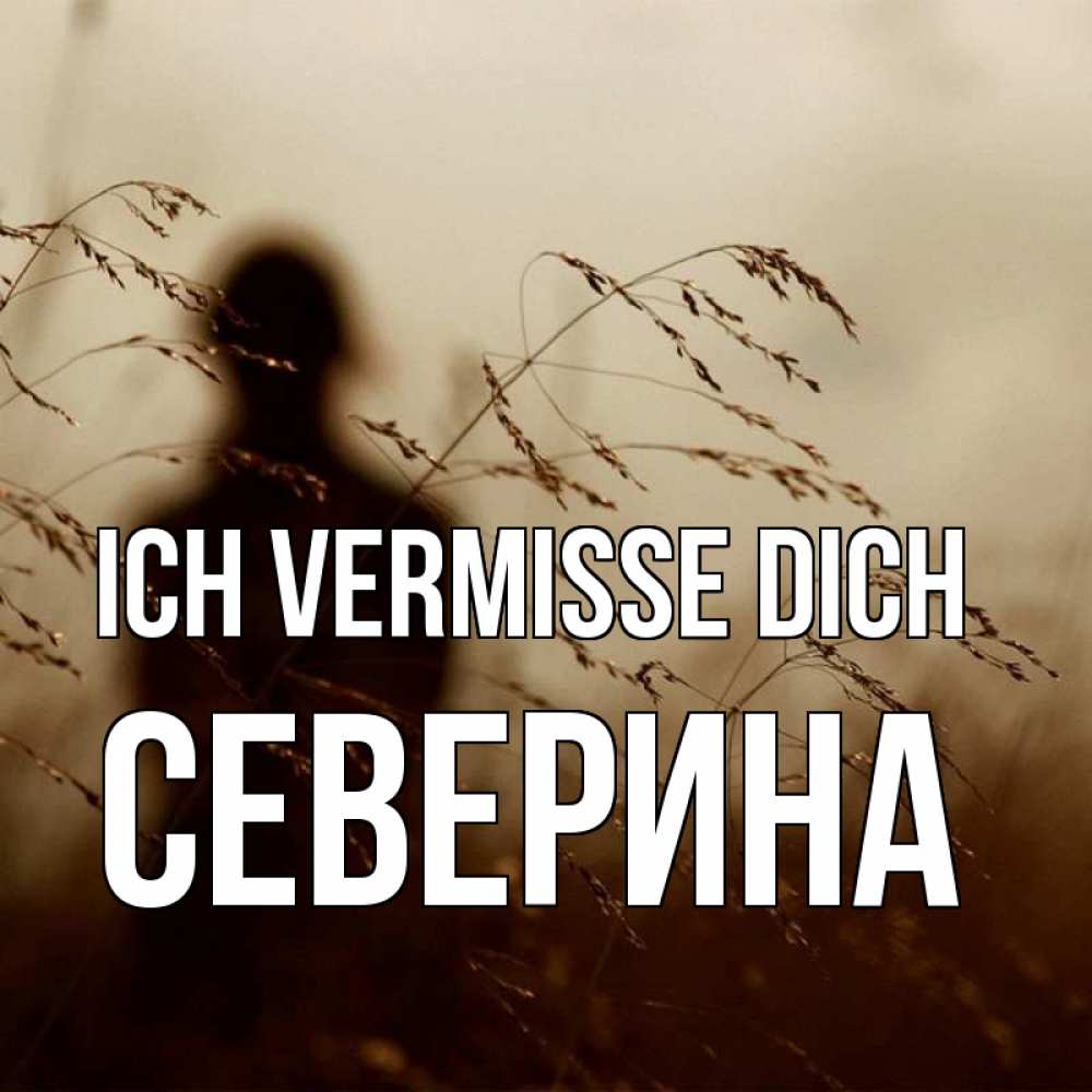 Открытка на каждый день с именем, Северина Ich vermisse dich силуэт девушки Прикольная открытка с пожеланием онлайн скачать бесплатно 