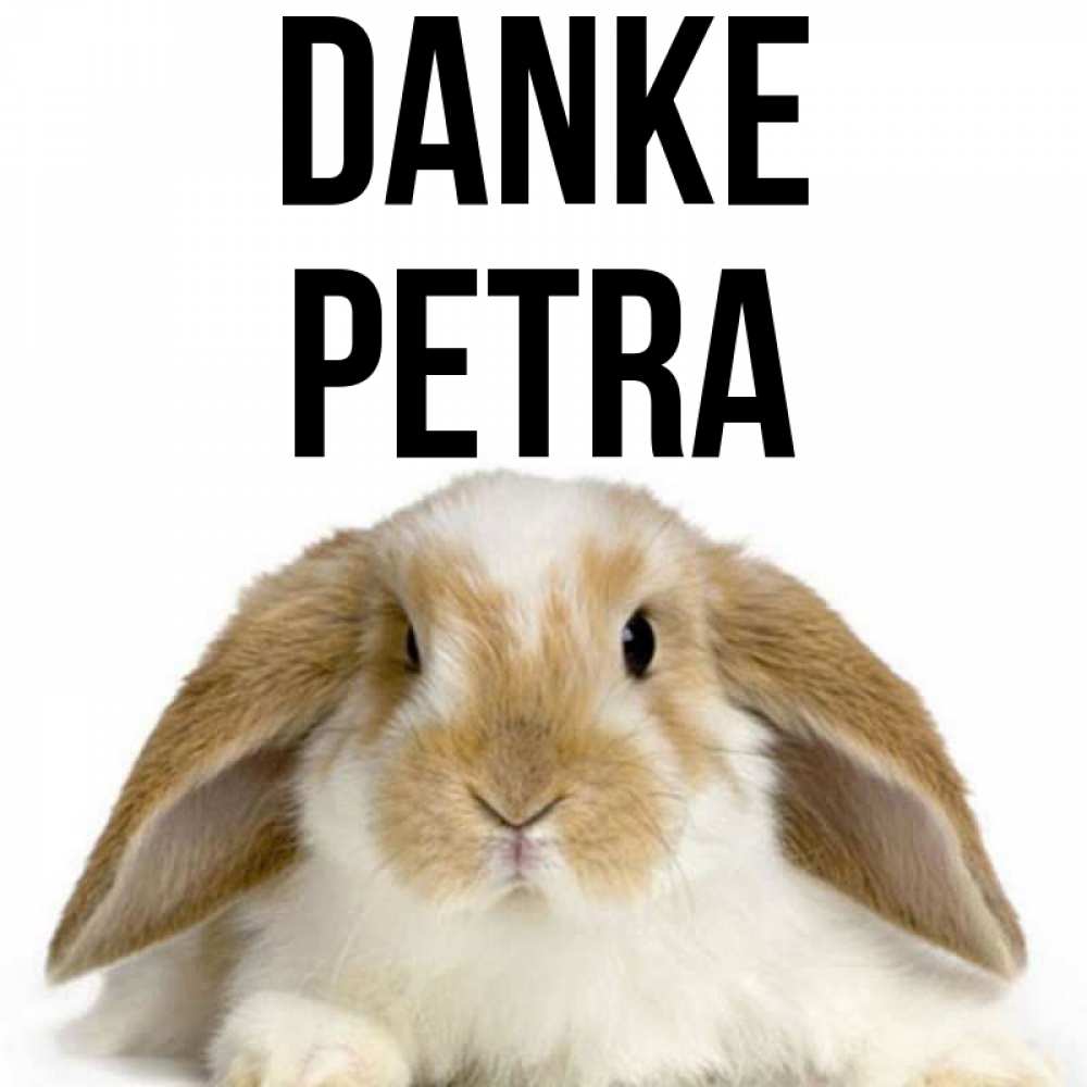 Открытка на каждый день с именем, Petra Danke коричнево белый заяц Прикольная открытка с пожеланием онлайн скачать бесплатно 
