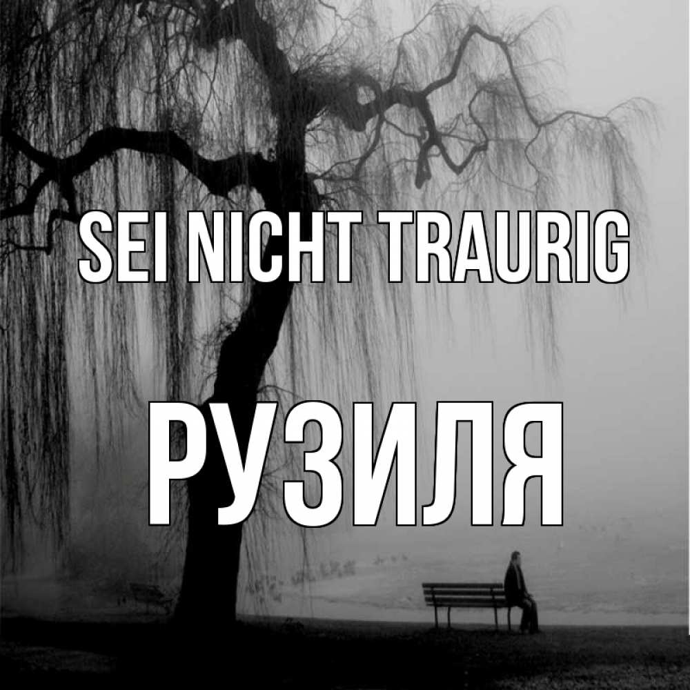 Открытка на каждый день с именем, Рузиля Sei nicht traurig висящие ветки дерева и лавочка под деревом Прикольная открытка с пожеланием онлайн скачать бесплатно 