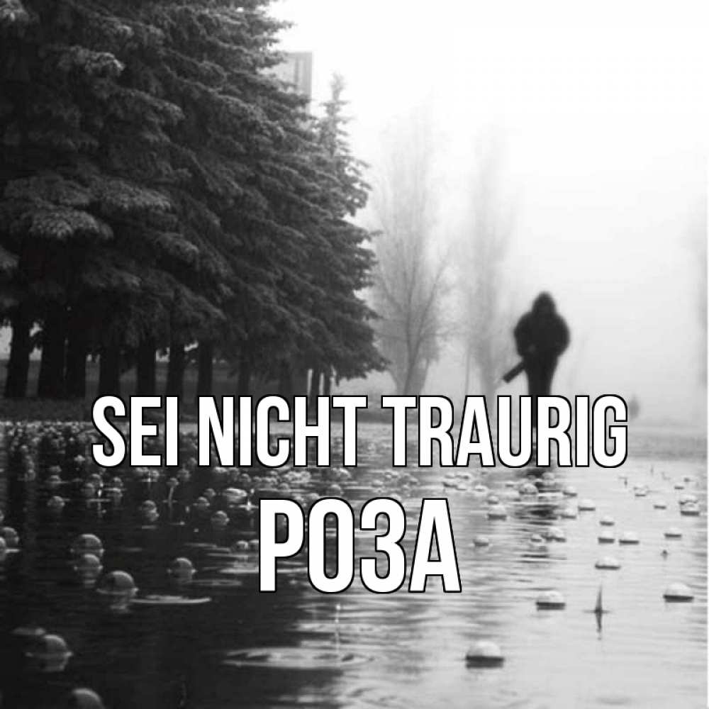 Открытка на каждый день с именем, Роза Sei nicht traurig улица под дождем Прикольная открытка с пожеланием онлайн скачать бесплатно 