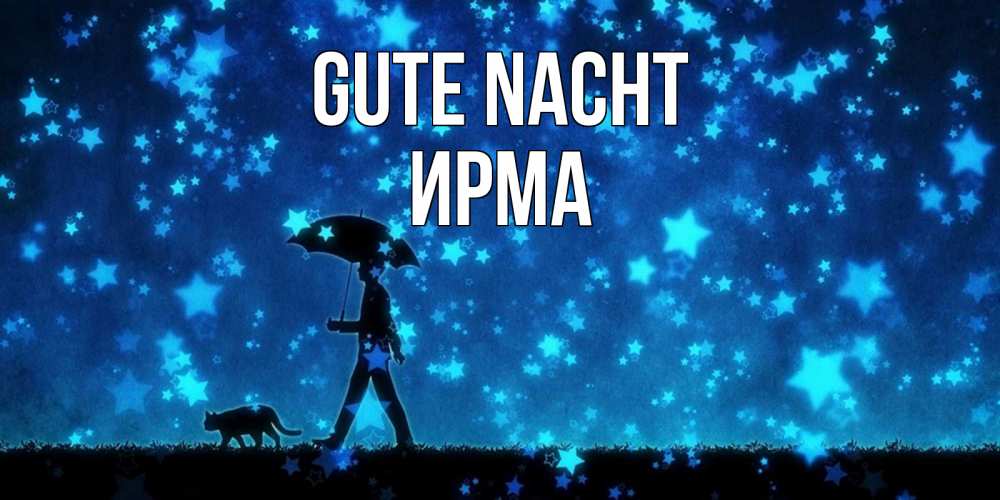 Открытка на каждый день с именем, Ирма Gute Nacht ночные прогулки с котом под звездами Прикольная открытка с пожеланием онлайн скачать бесплатно 