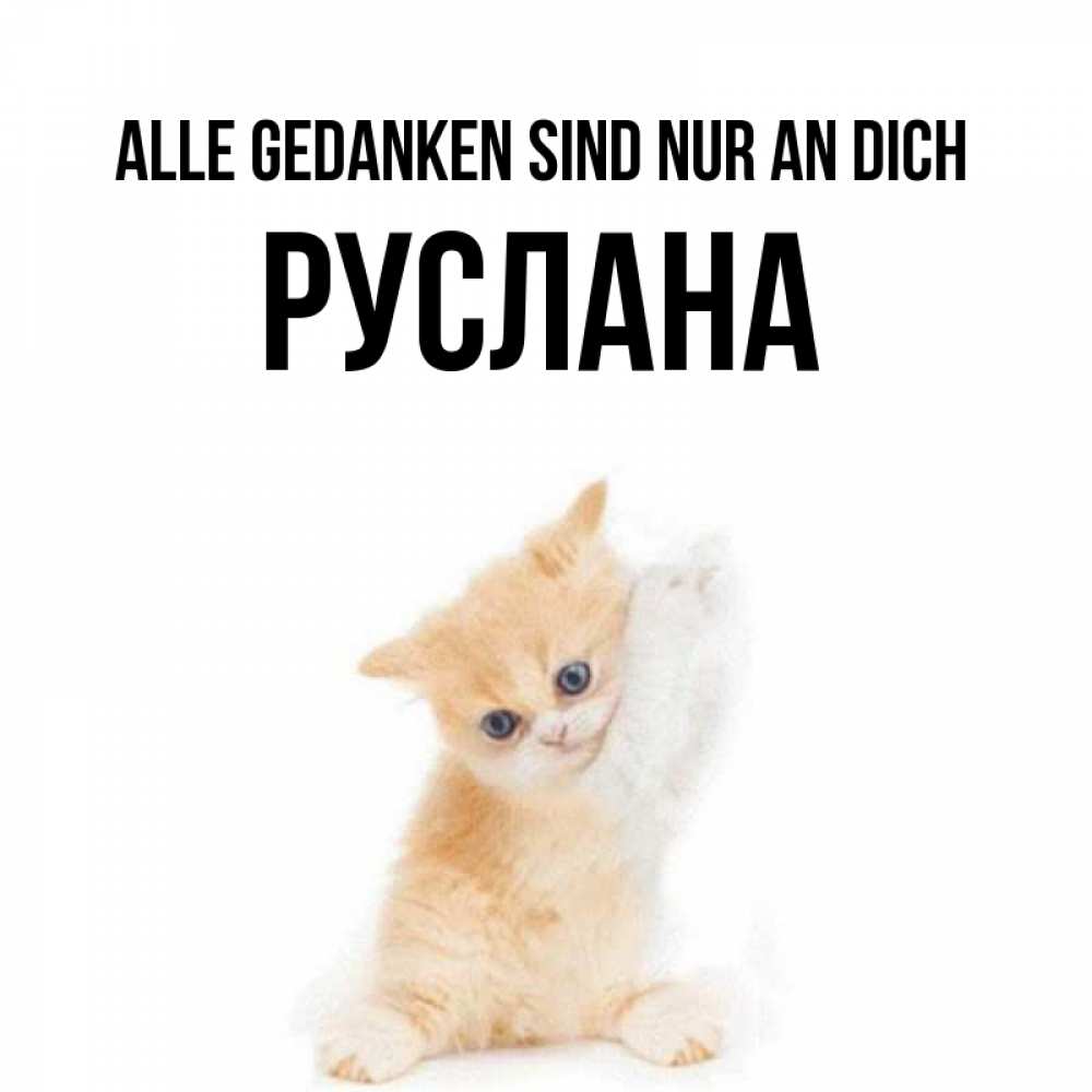 Открытка на каждый день с именем, Руслана Alle Gedanken sind nur an dich зверушки и милота Прикольная открытка с пожеланием онлайн скачать бесплатно 