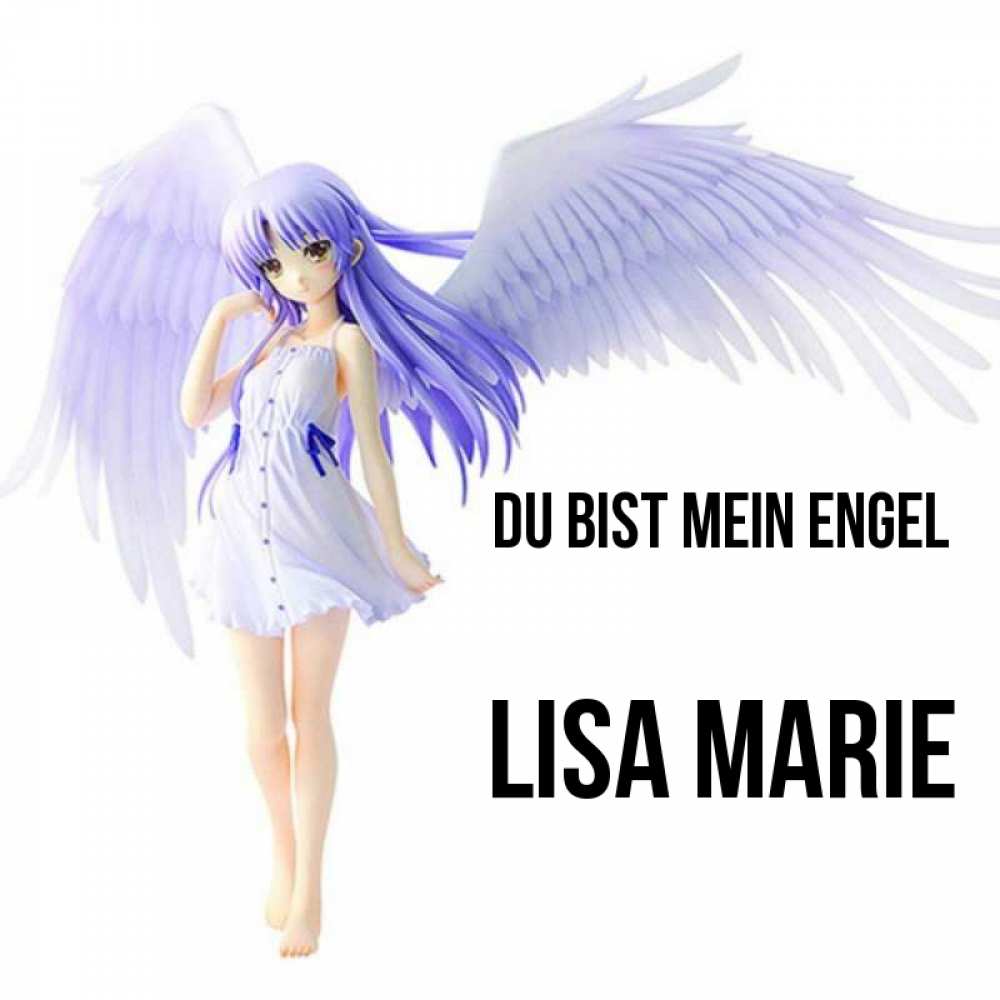 Открытка на каждый день с именем, Lisa-Marie Du bist mein Engel девушка ангел с фиолетовыми крыльями Прикольная открытка с пожеланием онлайн скачать бесплатно 