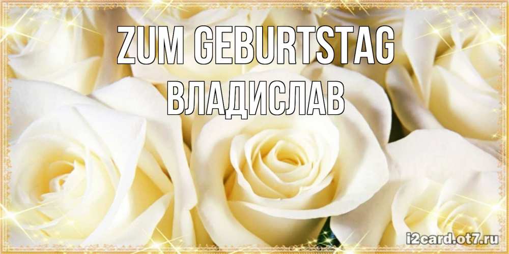 Открытка на каждый день с именем, Владислав Zum Geburtstag розочки белого цвета на открытке Прикольная открытка с пожеланием онлайн скачать бесплатно 