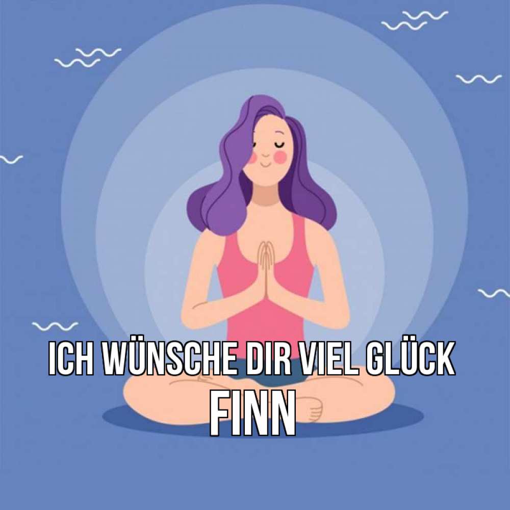Открытка на каждый день с именем, Finn Ich wünsche dir viel Glück девушка с фиолетовыми волосами Прикольная открытка с пожеланием онлайн скачать бесплатно 