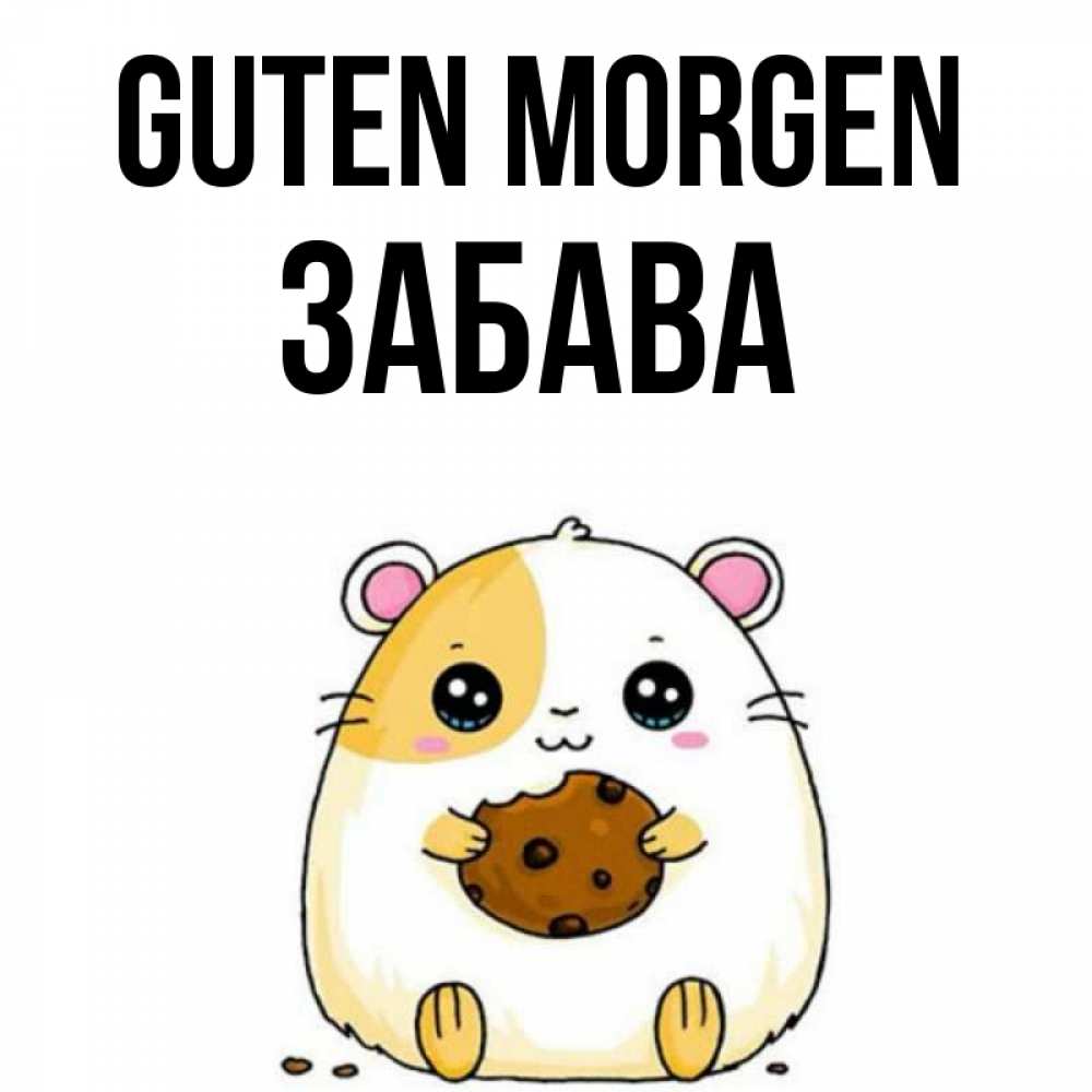 Открытка на каждый день с именем, Забава Guten Morgen есть печеньку. Утречко Прикольная открытка с пожеланием онлайн скачать бесплатно 